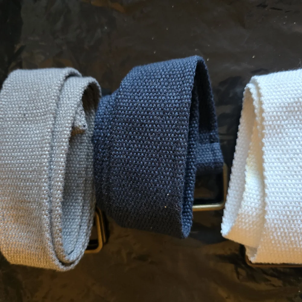 Boys Canvas Belt Set - Gray, Navy, and White 34 Inch